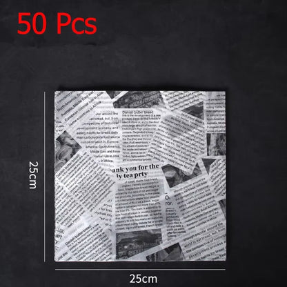 50 Pcs Parchment Paper Sheets Sandwich Wrap Wax Paper Deli Wax Paper Sheets Grease Resistant Tray Basket Liners Newsprint Paper