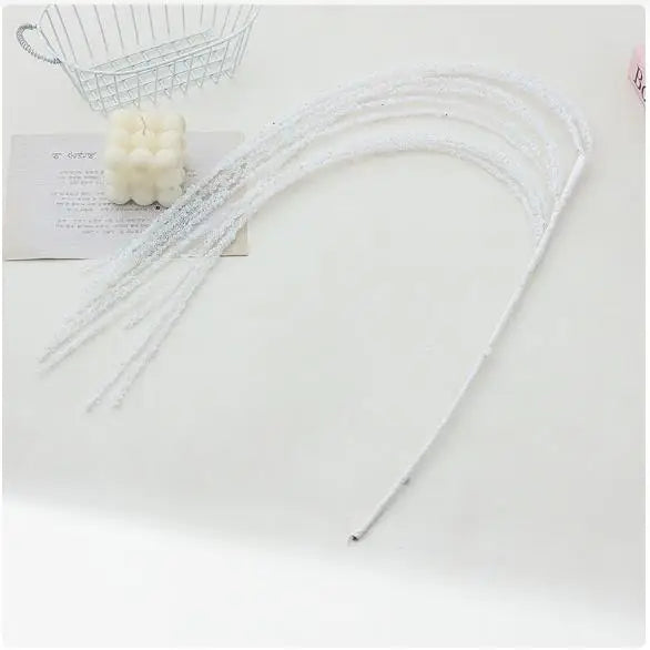 Sequin Glitter Christmas Party Branch Sticks Decoration White Artificial Plant Tassel Wheat Ears for Xmas Tree Ornament Supplies