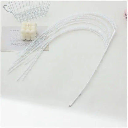 Sequin Glitter Christmas Party Branch Sticks Decoration White Artificial Plant Tassel Wheat Ears for Xmas Tree Ornament Supplies