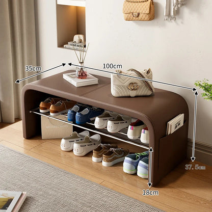 Light luxury shoe changing stool for home use, shoe wearing stool, shoe cabinet, integrated bed end stool