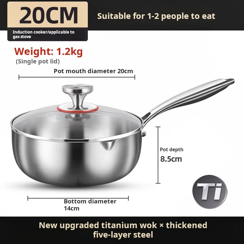 2025 New Pure Titanium Shizong Small Milk Pot Non-stick Coating Baby Complementary Food Pot Induction Cooker Special Soup Pot
