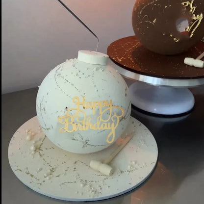 Flank Round Happy Birthday Cake Toppers Rose Gold Top Grade Acrylic Kids Birthday Party Cake Topper Baby Shower Gift Decoration