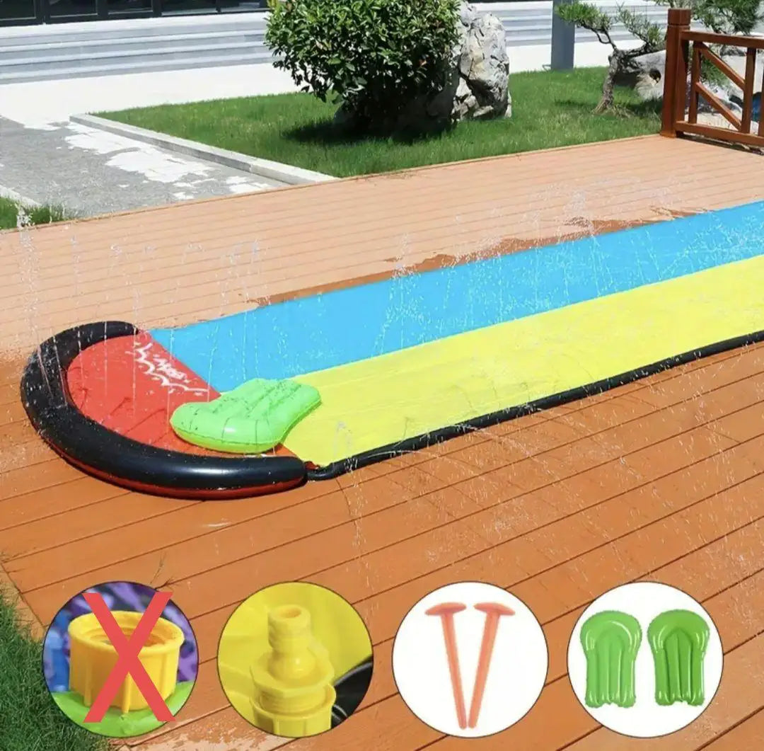 Outdoor double water slide, summer water play, grassland, single water slide, surfboard, PVC inflatable water slide