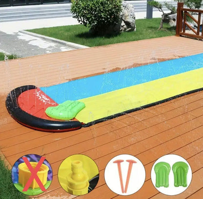 Outdoor double water slide, summer water play, grassland, single water slide, surfboard, PVC inflatable water slide