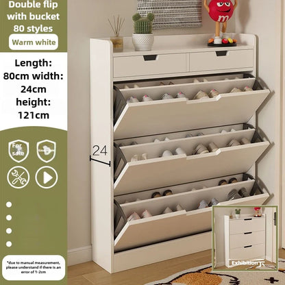 Tipping bucket shoe cabinet, outer entry shoe rack, balcony, entrance cabinet, living room large-capacity storage cabinet