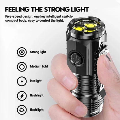Super Bright Mini 3LED Flashlights With Pen Clip Built in Battery USB Charge Flashlight Outdoor Portable Torch Emergency Lamp