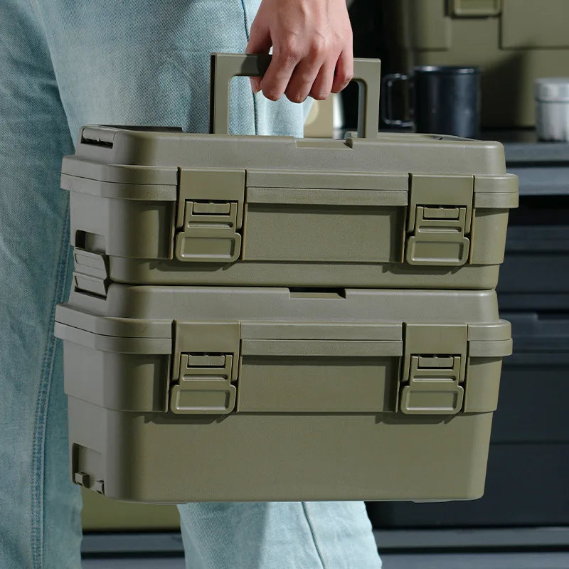 Portable Heavy Duty Plastic Toolbox Tool Organizer Storage Box Multi Layer Stackable Car Garden Garage Workshop Diy Art Craft