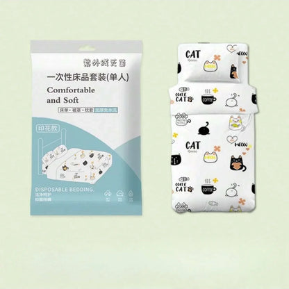 4 Pcs Disposable Bed Sheets King Size, Disposable Fitted Sheets Travel Bedding Cover for Hotel, Disposable Travel Sheet