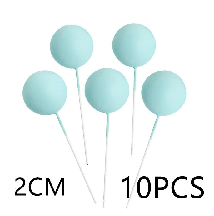 10 Pcs Colour Ball Happy Birthday Cake Topper 3CM Frosted Balls Kids Christmas Party Gift Cake Topper Wedding Dessert Decoration