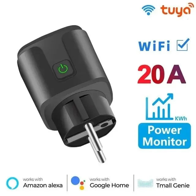 Tuya WIFI Smart Socket EU 16A/20A Wifi/Zigbee Smart Plug With Power Monitoring Smart HomeVoice Control Support Google Home Alexa