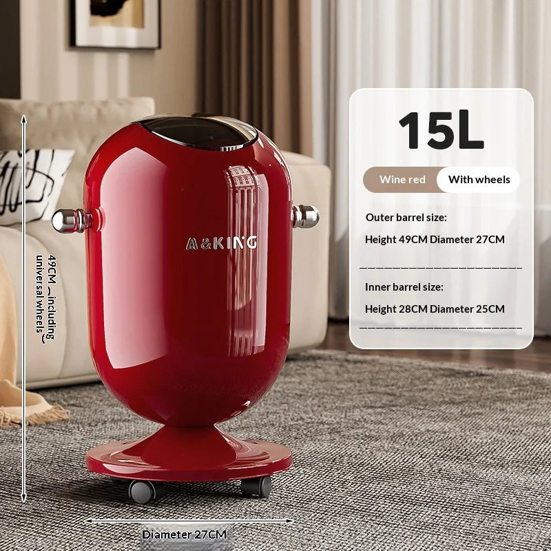 Waste Bins Swing Lid Trash Can Wheeled High Capacity Stylish Home Kitchen Living Room Bedroom Garbage Bin Trash Can Furniture