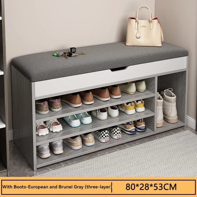 Entrance panel entrance, entrance hall, shoe wearing stool, entrance for sitting, long stool, shoe cabinet, shoe rack integrated