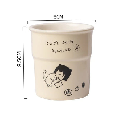 225ml Cat Pattern Coffee Mug Simple Kitten Life Illustration Water Cup Breakfast Milk Cup Home Office Afternoon Tea Cup Gift Mug