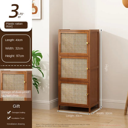 Bookcase with door, multi-layer storage rack, seam storage cabinet, living room display cabinet, bookshelf