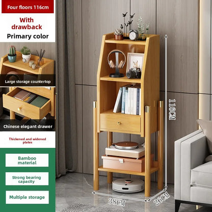 Bookshelf Shelf Floor-to-ceiling bookcase Simple living room wall locker Corner cabinet TV side cabinet Display cabinet Bamboo