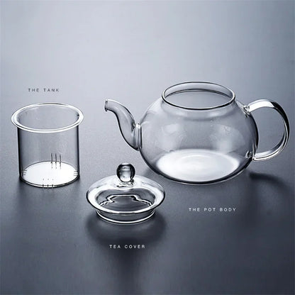 400/1000ml Glass Tea Pot Thickened Heat-Resistant Flower Tea Pot with Glass Heat-resistant Filter Brewing Glass Teaware