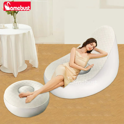 Camebust Inflatable Sofa-Flocking Surface High Quailty PVC Footstool Rapid Inflation Lazy Lounge