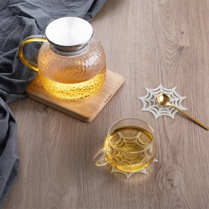 Insulated Coaster, Spider Web Fluorescent Placemat, Luminous Silicone Coaster