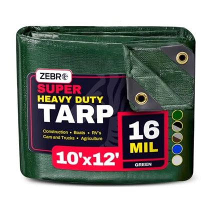 Heavy Duty Tarp with Grommets Reinforced - 16 Mil Thick - Double Sided Plastic Tarps Waterproof - Large Tarpaulin Cover for Out