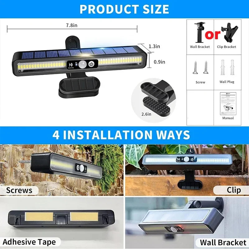 1/2 Pack Solar Light Outdoor 36 LED Motion Sensor Lights IP65 Waterproof 3 Modes Dual Bracket for Fence Gutter Garden