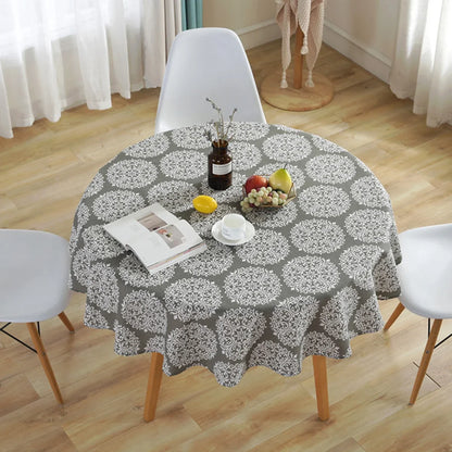Round Tablecloth Washable Table Cloth Decorative Table Cover Indoor and Outdoor Holiday Home Christmas Party Picnic Dining Room