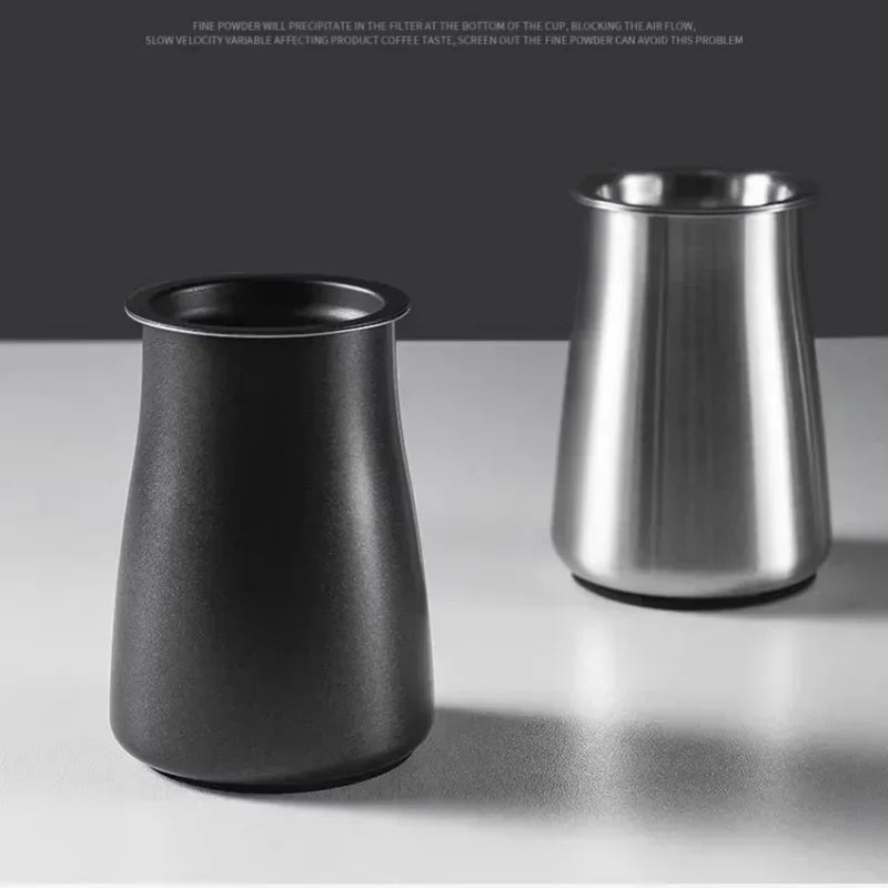 JUSTINLAU 3 in 1 Coffee Powder Filter Powder Cups Stainless Steel Coffee Sifter with Lid Grinder Powder Cup Coffee Accessories