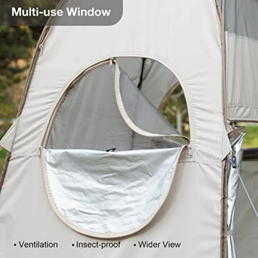 Pop Up Shower Tent with Mesh Window Portable Toilet Privacy Tent 6.9 Feet Removable Rain Cover/UPF 50+