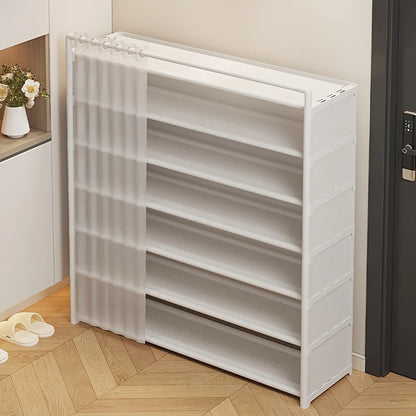 Dustproof Foldable Shoe Display Rack with Non-Slip Base, Easy to Clean, Multi-Layer Storage Shelf for Shoes and Accessories