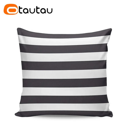 OTAUTAU Outdoor Sofa Cushion Cover Without Filler Swim Pool Beach Throw Pillowcase Soft Waterproof Stripe Oxford Pillow KD021
