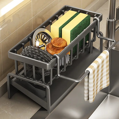 Kitchen Shelf Rag Storage Drainage Shelf No-Punch Storage Rack Home Spice Rack Sink Tap Sink Drainage Rack Kitchen Accessories