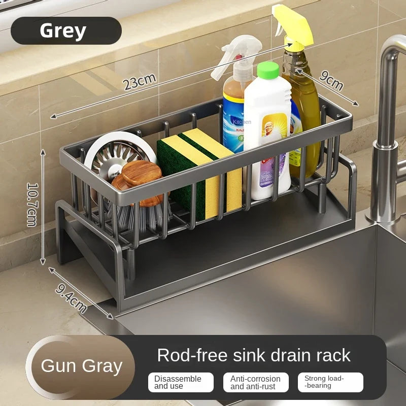 Sink Organizer Dish Brush Holder Rustproof Plastic Sink Sponge Holder with Auto Drain Tray Kitchen Soap for Brush Soap
