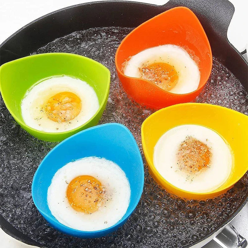 4Pc Silicone Egg Poacher Cups with Ring Standers Nonstick Egg Poaching Cups for Air Fryer Baking Oven Stovetop Egg Cooking YY103
