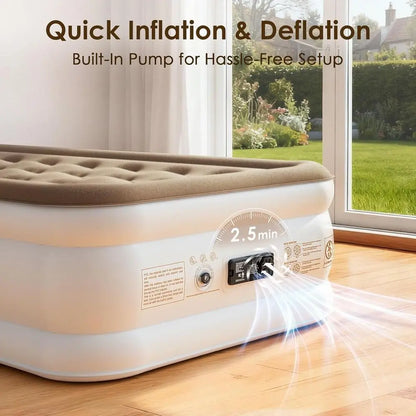 Extra Long Twin XL Inflatable Bed with Pump, Portable Air Mattress for Camping, Sleepovers, and Moving