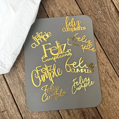 ins Spanish Happy Birthday Cake Topper Golden Crown Acrylic Birthday Party Cake Toppers For Baby Shower Cake Dessert Decorations
