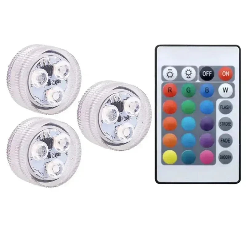 Submersible LED Light with Remote Pool Lights for Party Event Waterproof Tea Lamp for Vase Fishtank Wedding Halloween Christmas