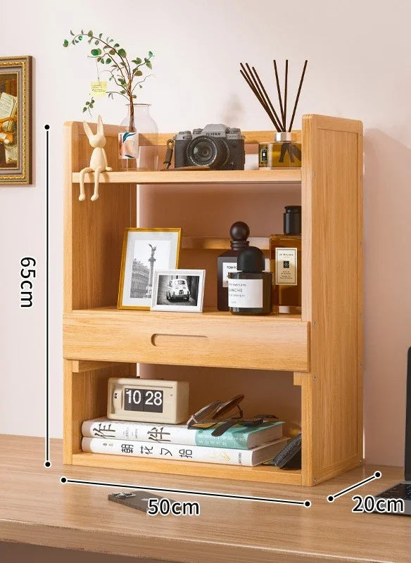 Household Goods Simple Desktop Bookshelf Dormitory Multi-layer Storage Rack Home Student DeskSolid Wood With Extraction Rack