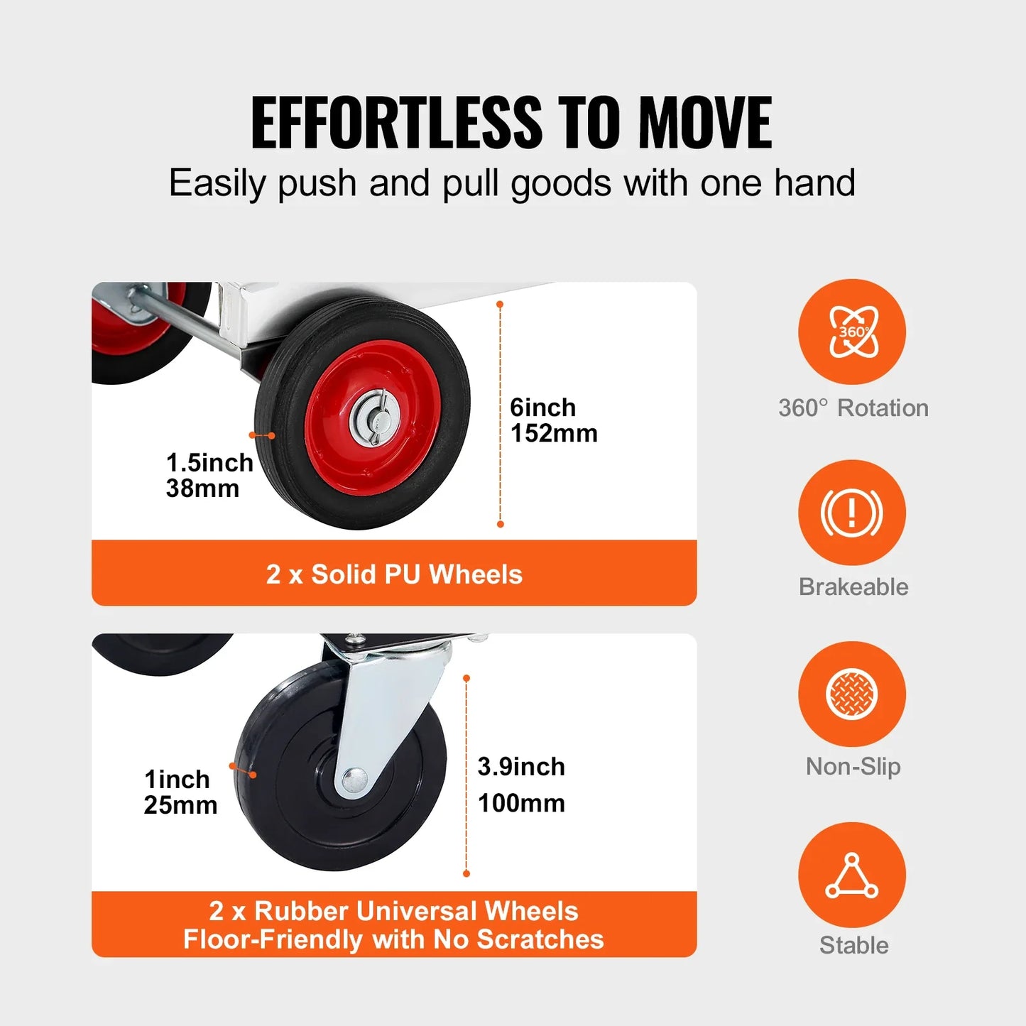 Folding Moving Cart with Wheels, Portable Lightweight Hand Truck Dolly for Warehouse, Transport & Home