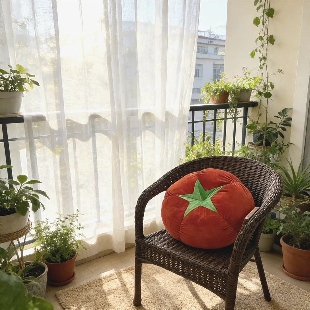 Thickened Cushion with Tomato-Shaped Pillow Vegetable Mushroom Persimmon Round Cushion Pad for Window Seat Pillows for Bedroom