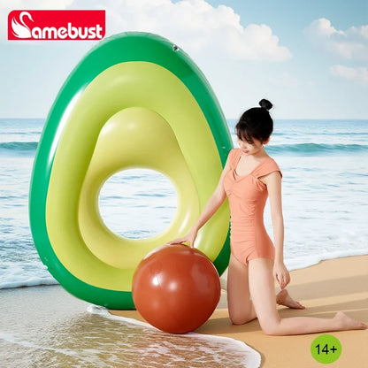 Camebust Inflatable Pvc Floating Avocado Swimming Ring Water Pool Floats Air Lounge with Inflatable Ball for Party Decoration