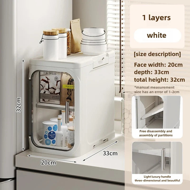 Household bathroom narrow seam storage cabinet, multifunctional foldable with wheels, dust-proof and crevice storage cabinet