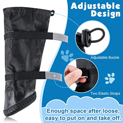 Waterproof Dog Boots for Winter Sw Rainn-Slip Dog Shoes for Medium to Large Dogs Extended Cuff Paw Protectors for Outdoor Walki