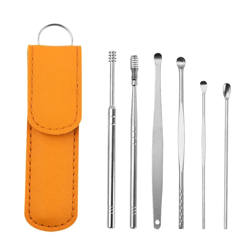 Effective 6Pcs Earwax Cleaning Tool with Spiral Earpick and Ear Curette, Ear Care Tool for Daily Use