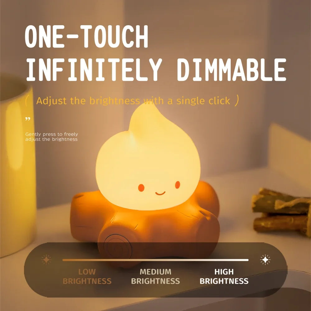 Flame Stump Night Light LED Fire Stake Night Light White Noise Night Light Cute Ambient Light Interior Decoration Gifts for Kids