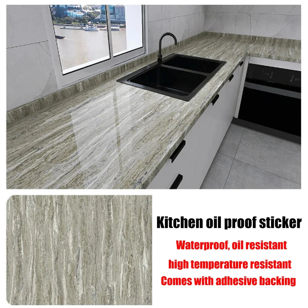 40cm New Marble Kitchen Oil-proof Wall Stickers Self-adhesive Stain-resistant High Temperature Kitchen Wallpaper Home Decorative