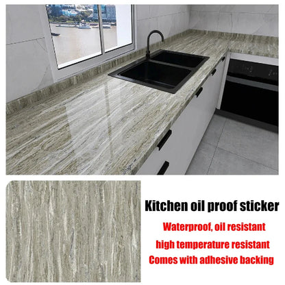40cm New Marble Kitchen Oil-proof Wall Stickers Self-adhesive Stain-resistant High Temperature Kitchen Wallpaper Home Decorative