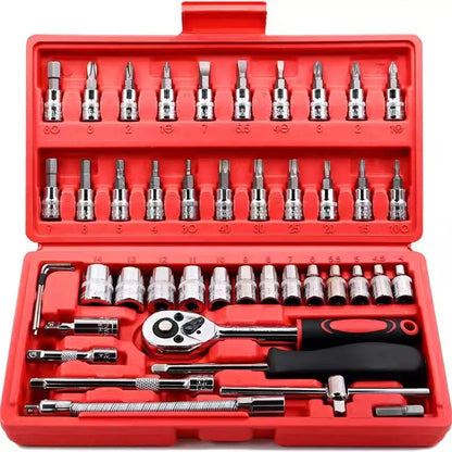 46 Piece Set of Combination Tools, Screwdriver Set, Ratchet Wrench, Multifunctional Repair, Home Installation, Socket Wrench