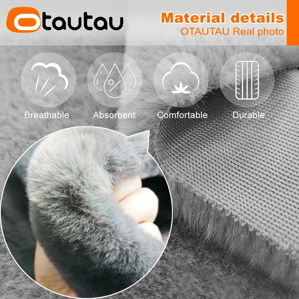 OTAUTAU Adults  Children Fluffy Faux Fur Bean Bag Pouf Cover without Filler Beanbag Puff Salon Ottoman Corner Seat Sac DD003