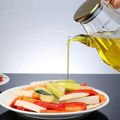 JUSTINLAU High Borosilicate Glass Oil Pots Diamond Oil Bottle with Scale Kitchen Soy Sauce Vinegar Condiment Storage Container