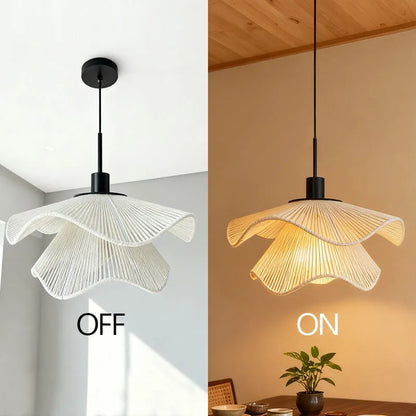 Rattan Flower pendant Lamp LED Chandelier Home Decoration Living Room Dining Indoor Bedroom Bedside Height Adjustable