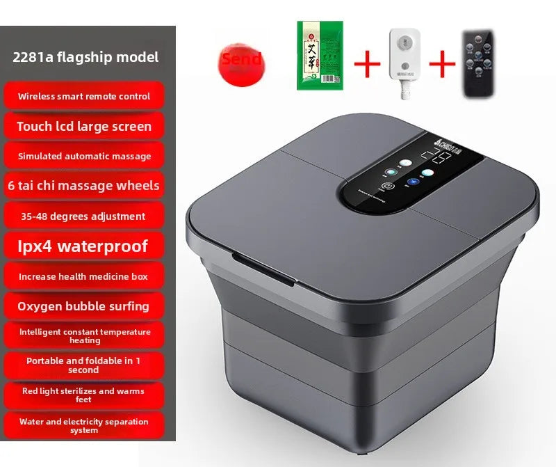 Portable Folding Foot Bath Bathtub Heated Electric Automatic Massage Foot Spa Temperature Control Folding Bucket Home Furniture